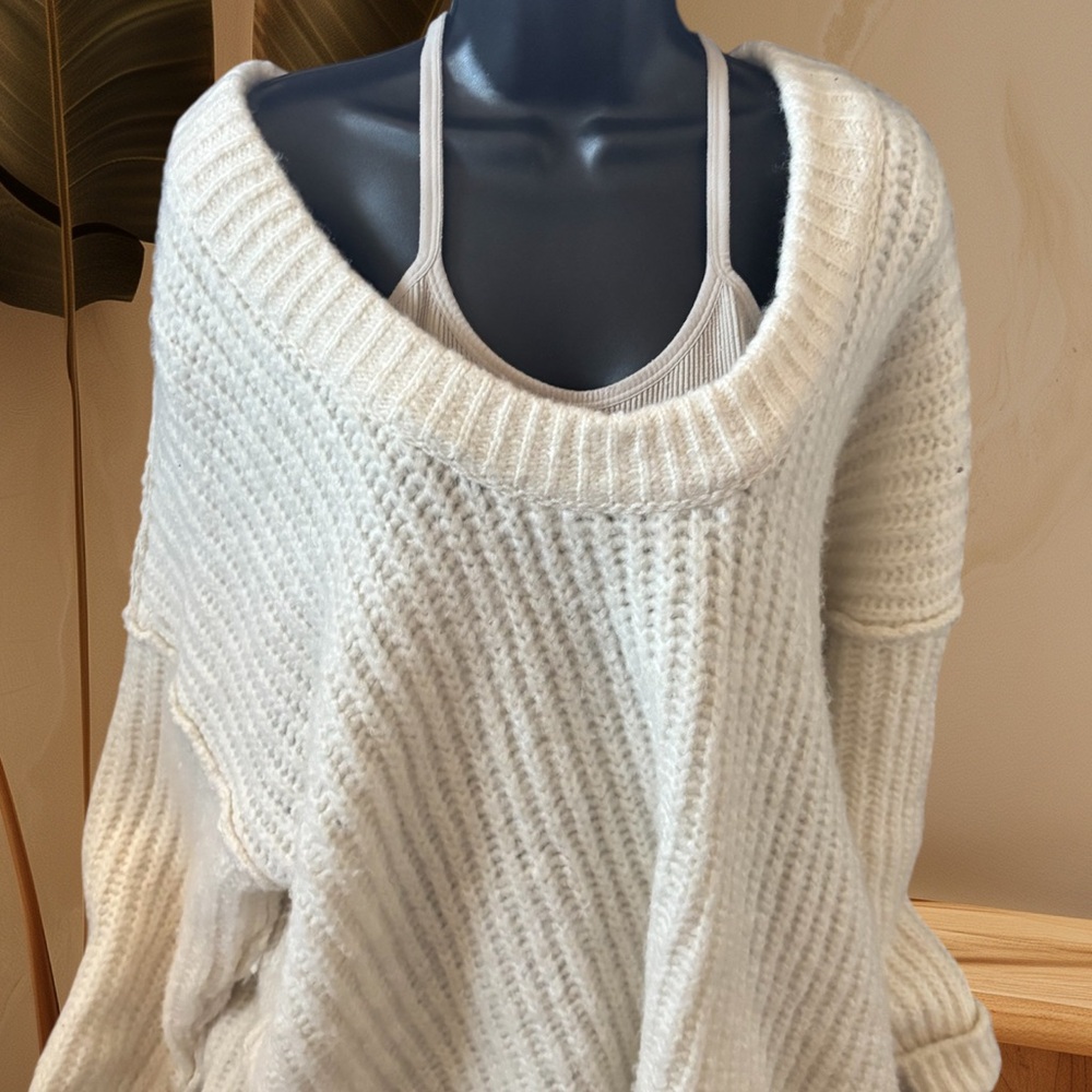 Free People Off-the-Shoulder White Sweater